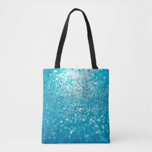 Abstracte blauwe lichten op achtergrond tote bag
