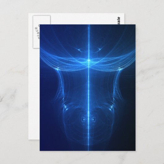 Abstracte blauwe lichtgolf briefkaart (Voorkant / Achterkant)