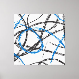 ABSTRACTE BLAUWE LIJNEN ONTWERPKUNST OP CANVAS