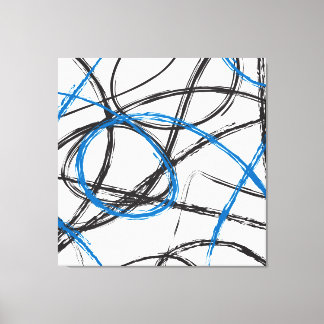 ABSTRACTE BLAUWE LIJNEN ONTWERPKUNST OP CANVAS AFDRUK