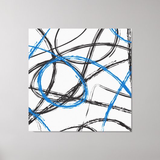 ABSTRACTE BLAUWE LIJNEN ONTWERPKUNST OP CANVAS AFDRUK (Voorkant)