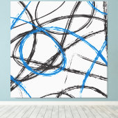 ABSTRACTE BLAUWE LIJNEN ONTWERPKUNST OP CANVAS AFDRUK (Insitu (Houten vloer))