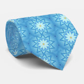 Abstracte blauwe Lotus Kaleidoscope Mode Stropdass Stropdas (Opgerold)