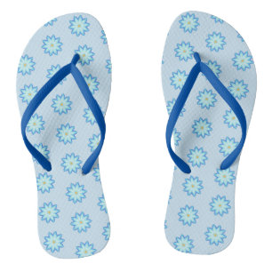 Abstracte Blauwe Lotusbloemen Schilderen FlipFlops Teenslippers