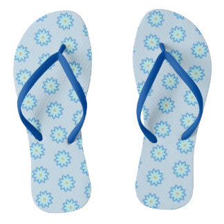 Abstracte Blauwe Lotusbloemen Schilderen FlipFlops Teenslippers