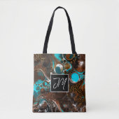 Abstracte blauwe luipaard afdrukken tote bag (Voorkant)