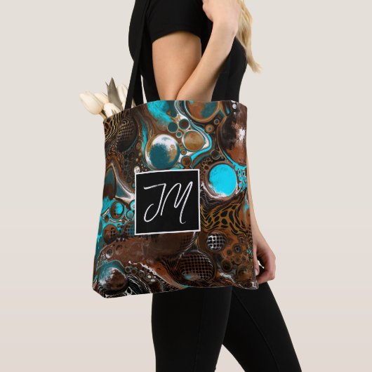 Abstracte blauwe luipaard afdrukken tote bag (Dichtbij)