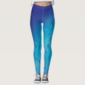 Abstracte Blauwe Maan en Vlinders Leggings (Voorkant)