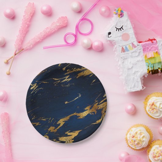 Abstracte blauwe marine marmer Party Vip Papieren Bordje (Feest)