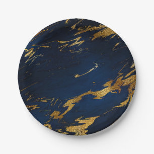 Abstracte blauwe marine marmer Party Vip Papieren Bordje