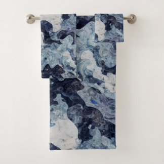 Abstracte Blauwe Marmer Bad Handdoek