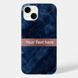 Abstracte Blauwe Marmer Kunst met Gouden Glitter A Case-Mate iPhone 14 Hoesje