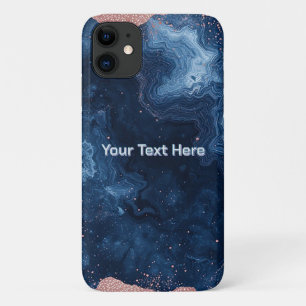 Abstracte Blauwe Marmer Kunst met Gouden Glitter A Case-Mate iPhone Case