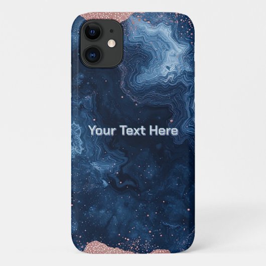 Abstracte Blauwe Marmer Kunst met Gouden Glitter A Case-Mate iPhone Case (Achterkant)