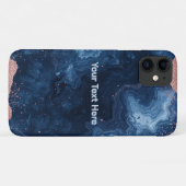 Abstracte Blauwe Marmer Kunst met Gouden Glitter A Case-Mate iPhone Case (Achterkant (horizontaal))