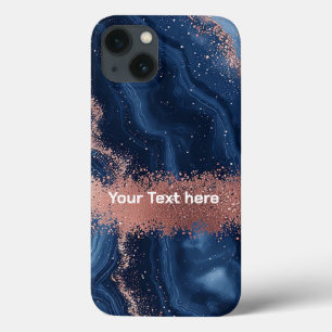 Abstracte Blauwe Marmer Kunst met Gouden Glitter A Case-Mate iPhone Case