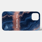 Abstracte Blauwe Marmer Kunst met Gouden Glitter A Case-Mate iPhone Case (Achterkant (horizontaal))