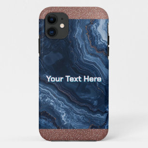 Abstracte Blauwe Marmer Kunst met Gouden Glitter A Case-Mate iPhone Case