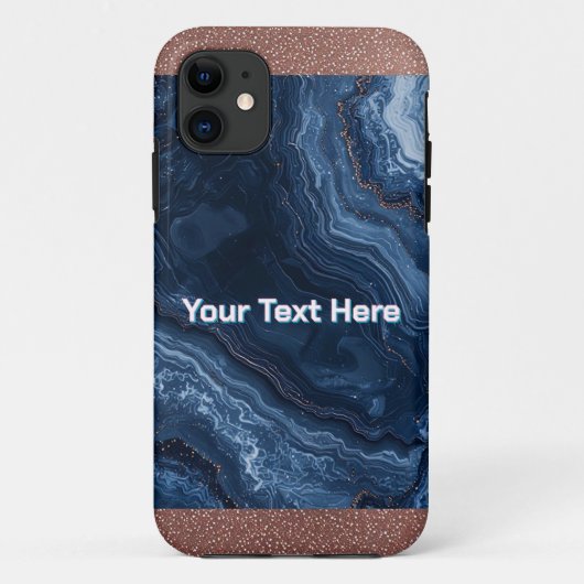 Abstracte Blauwe Marmer Kunst met Gouden Glitter A Case-Mate iPhone Case (Achterkant)