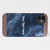 Abstracte Blauwe Marmer Kunst met Gouden Glitter A Case-Mate iPhone Case (Achterkant (horizontaal))