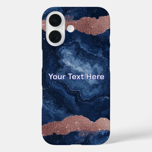 Abstracte Blauwe Marmer Kunst met Gouden Glitter A Case-Mate iPhone Case (Achterkant)
