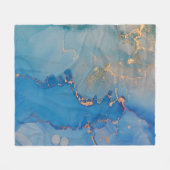 Abstracte blauwe marmer met glitter goud fleece deken (Voorkant (Horizontaal))