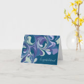 Abstracte blauwe marmer stijlvol, speciaal aangepa kaart (Gele Bloem)