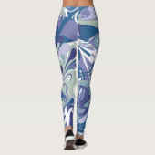 Abstracte blauwe marmer stijlvol, speciaal aangepa leggings (Achterkant)