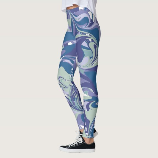 Abstracte blauwe marmer stijlvol, speciaal aangepa leggings (Links)