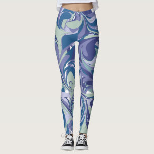 Abstracte blauwe marmer stijlvol, speciaal aangepa leggings