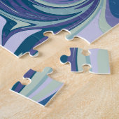 Abstracte blauwe marmer stijlvol, speciaal aangepa legpuzzel (Zijkant)