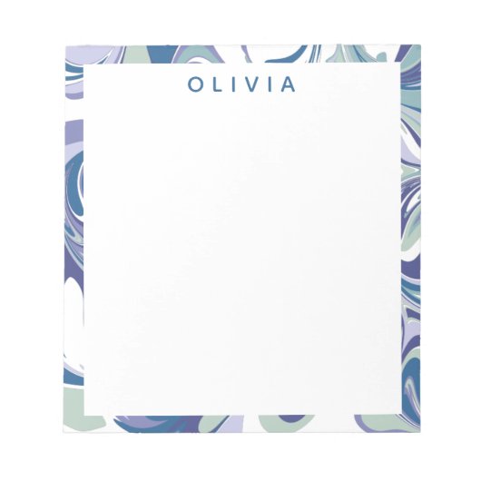 Abstracte blauwe marmer stijlvol, speciaal aangepa notitieblok (Voorkant)