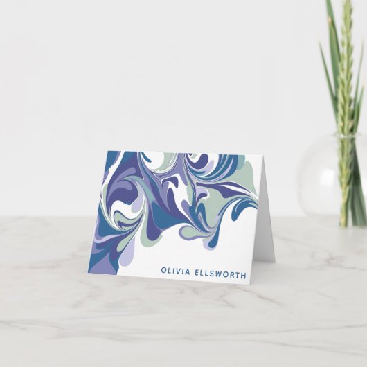 Abstracte blauwe marmer stijlvol, speciaal aangepa notitiekaartje (Voorkant)