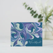 Abstracte blauwe marmer We hebben Adres gewijzigd Briefkaart (Staand voorkant)