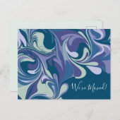 Abstracte blauwe marmer We hebben Adres gewijzigd Briefkaart (Voorkant / Achterkant)