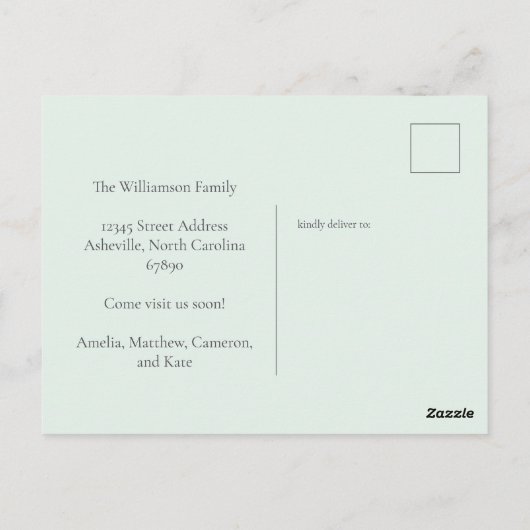 Abstracte blauwe marmer We hebben Adres gewijzigd Briefkaart (Achterkant)