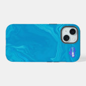 Abstracte Blauwe Marmeren Gepersonaliseerde HP Lap iPhone 15 Case (Achterkant horizontaal)