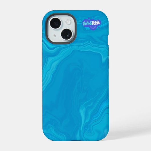 Abstracte Blauwe Marmeren Gepersonaliseerde HP Lap iPhone 15 Case (Achterkant)