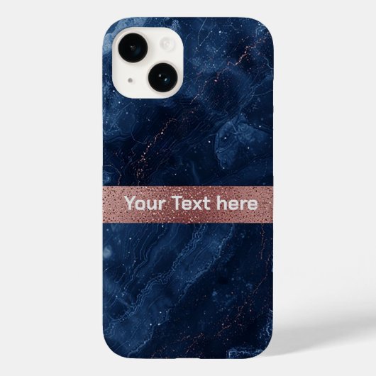 Abstracte Blauwe Marmeren Kunst met Gouden Glitter Case-Mate iPhone Case (Achterkant)