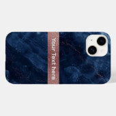 Abstracte Blauwe Marmeren Kunst met Gouden Glitter Case-Mate iPhone Case (Achterkant (horizontaal))