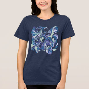 Abstracte Blauwe Marmeren Werveling Persoonlijk Tri-Blend Shirt
