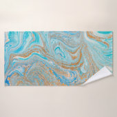 Abstracte blauwe marmertextuur badhanddoek (Badhanddoek)