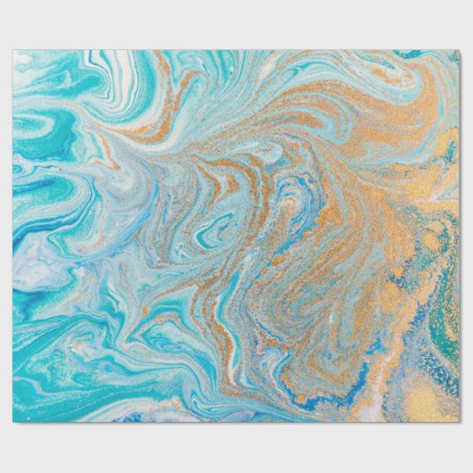 Abstracte blauwe marmertextuur cadeaupapier (Vlak)