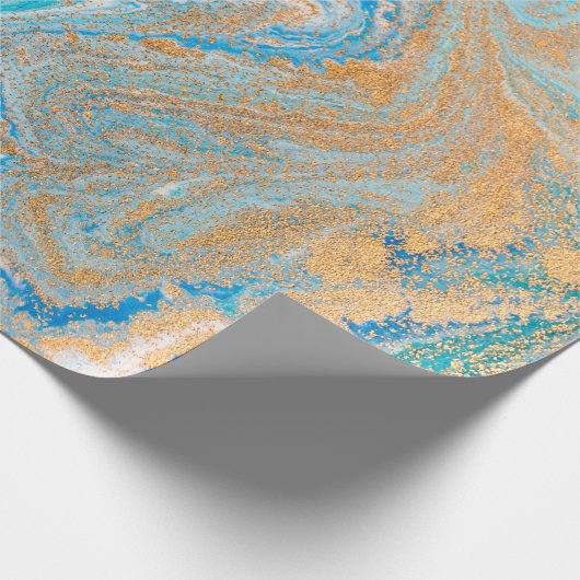 Abstracte blauwe marmertextuur cadeaupapier (Hoek)
