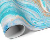 Abstracte blauwe marmertextuur cadeaupapier (Rol Hoek)