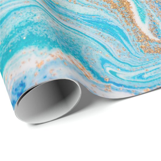 Abstracte blauwe marmertextuur cadeaupapier (Rol Hoek)