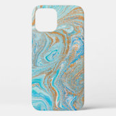 Abstracte blauwe marmertextuur Case-Mate iPhone case (Achterkant)