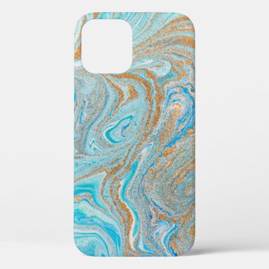 Abstracte blauwe marmertextuur Case-Mate iPhone case (Achterkant)
