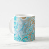 Abstracte blauwe marmertextuur koffiemok (Voorkant links)