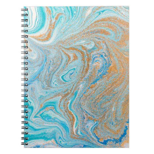 Abstracte blauwe marmertextuur notitieboek (Voorkant)